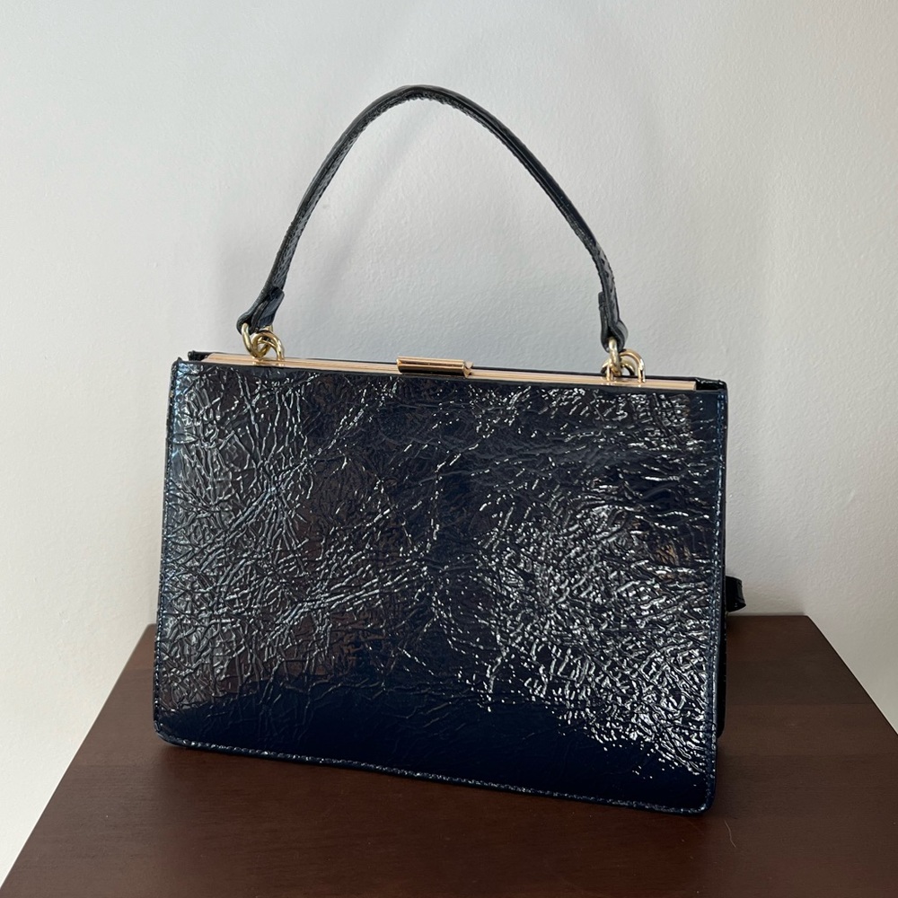 AVAVAV Leather Top Handle Bag in Navy